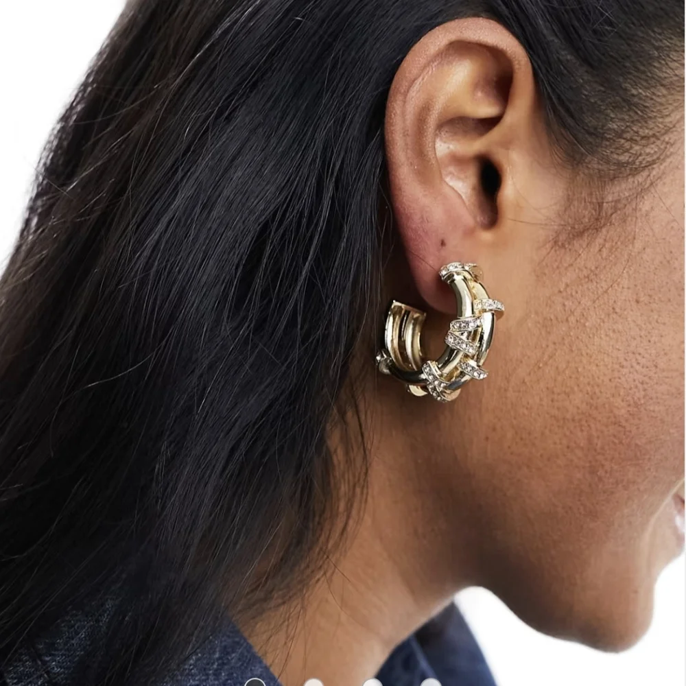 ASOS Gold and Silver Crystal Embellished Earrings - Picture 2 of 5